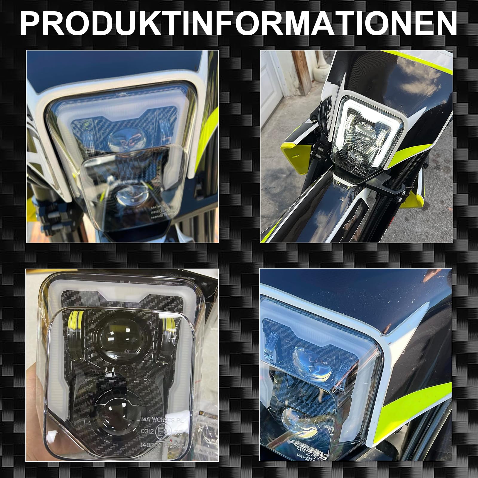 Fari LED per Husqvarna 2014-2023 701 Enduro 701 SuperMoto FE250 FE350 FE450 FE501 FE501S TE150 TE250i TE300i (Carbonio ABS)