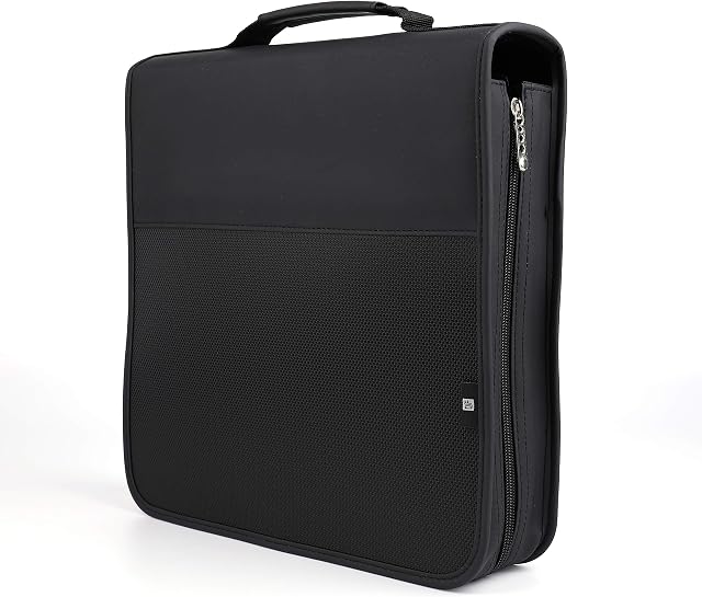 Fasmov 160 Removable Disc CD/DVD Binder DVD Wallet Case Using Metal Ring Binder, Black