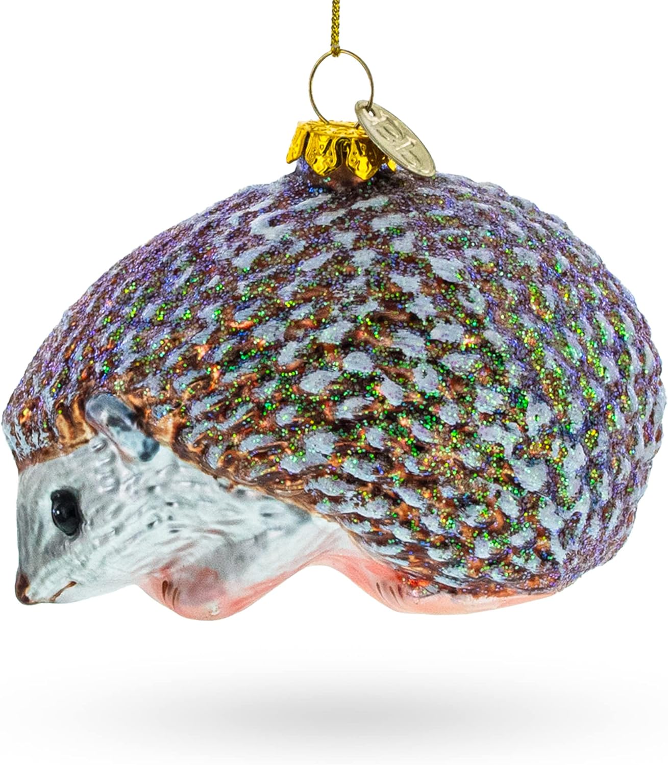 Sparkling Hedgehog Blown Glass Christmas Ornament - Image 7