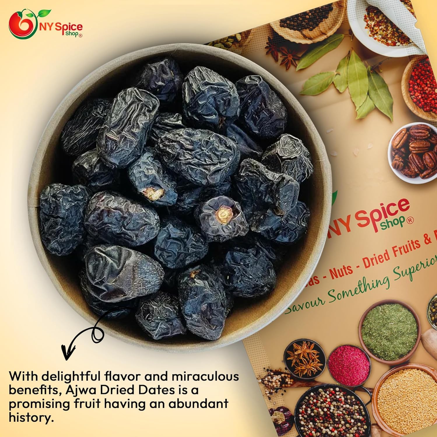 NY Spice Shop Ajwa Dates - 2 Pound 100% Ajwa Dates from Madina – Fresh Ajwa Dry Date