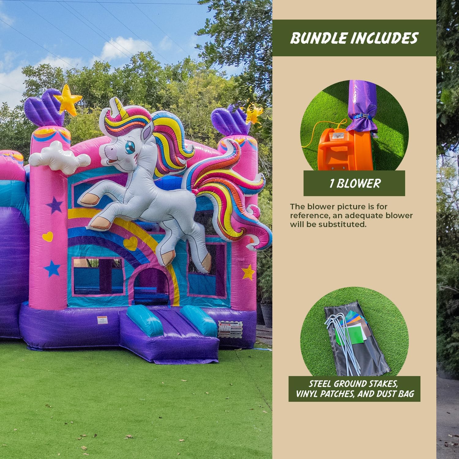 XJUMP Unicorn Commercial Grade Bounce House Water Slide with Detachable Pool Combo