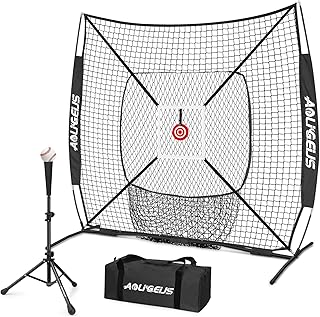 6'X6' Baseball Softball Practice Net,Pitching Net,Batting Net,with Bonus Strike Zone,Target and Bow Frame,for Hitting,Pitching,Catching