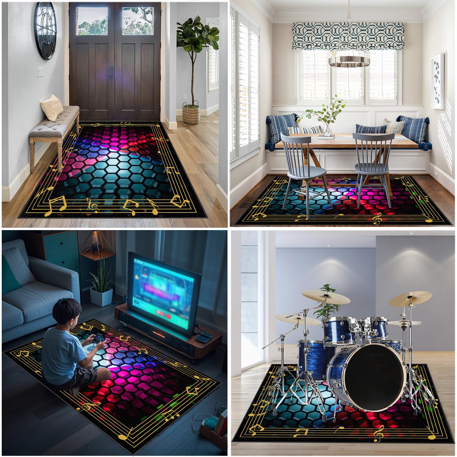 Bateria elektroniczna Dywan na perkusję i perkusję Maty akustyczne Pianino Baterie Akustyczne Maty Na Bęben Dźwiękoszczelny Antypoślizgowy Mata 140 x 90 cm
