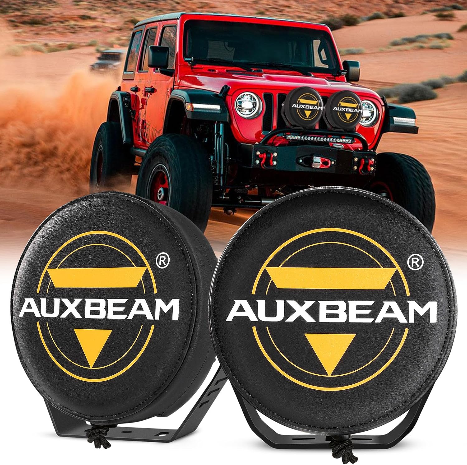 Auxbeam 9 inch Off Road Light Covers Round Black Leather