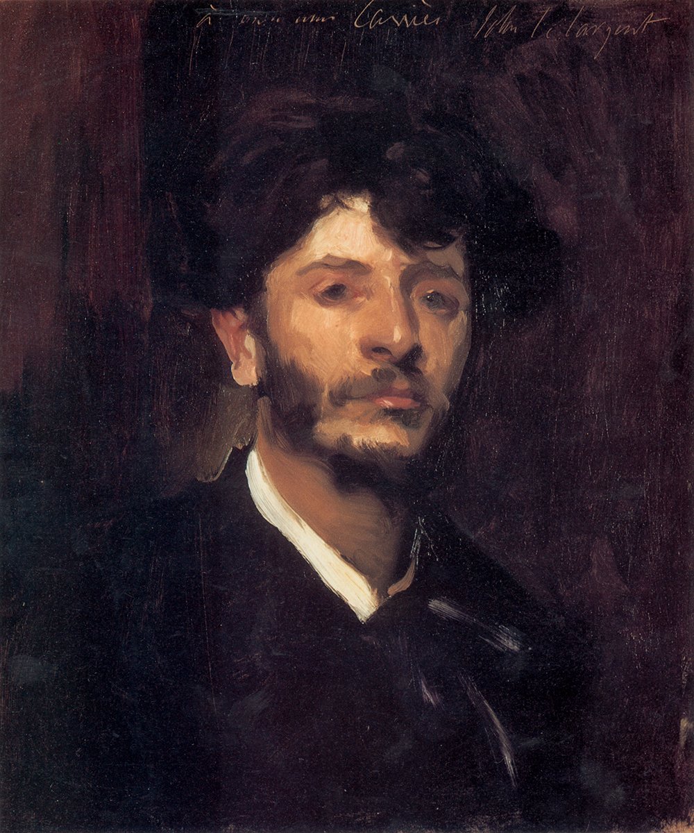 Lámina de John Singer Sargent con marco marrón: el retrato de Carries en formato mate mediano
