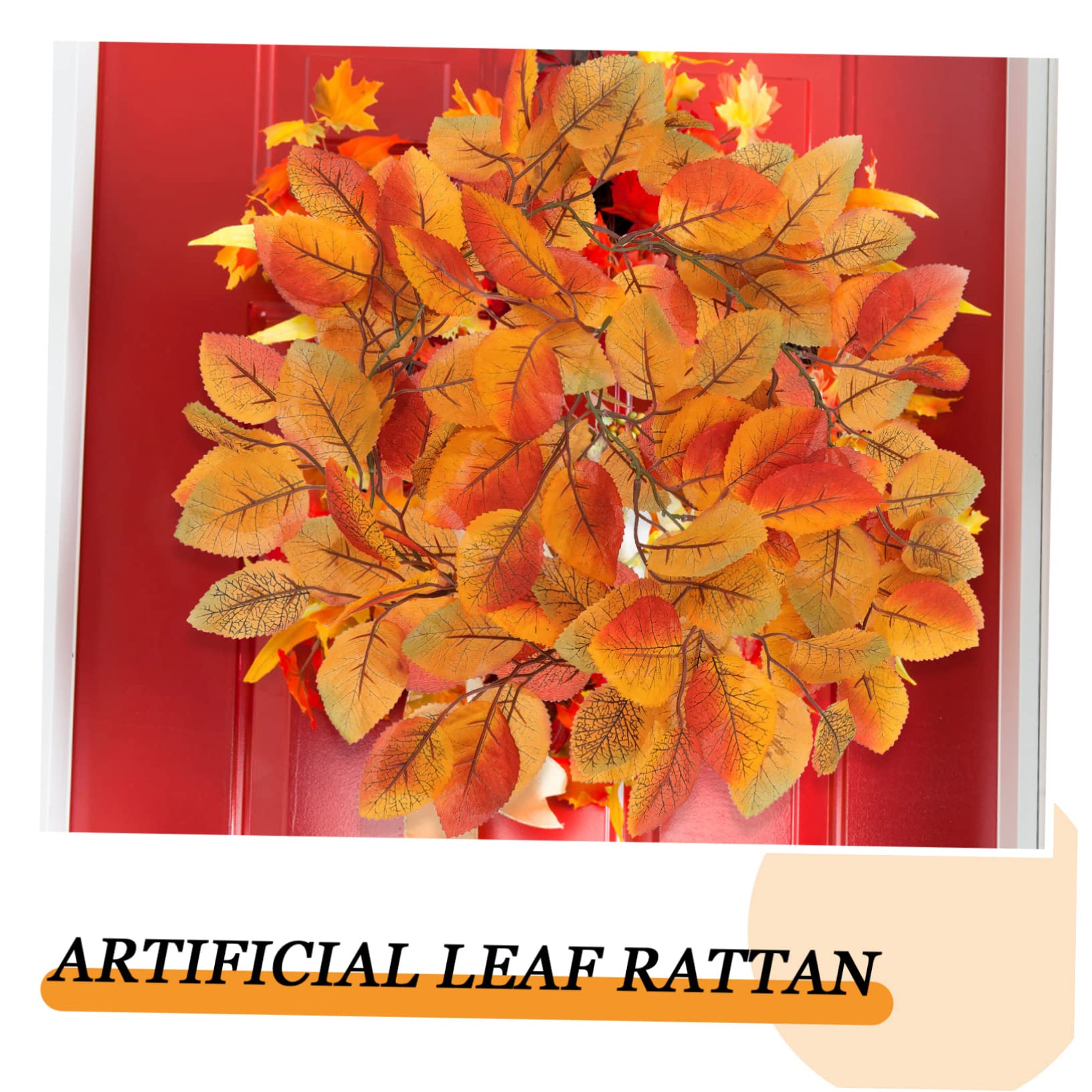 5st Dekoratives Rattan Laubmantelrebe Künstliche Girlande Aus Ahornblättern Fallende Außendekorationen Herbst Magnolienblatt Herbstgirlande Herbstlaub Reben Orange Plastik IMIKEYA