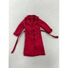 1/12 Scale Woolen Fabric Trench Coat for 6-inches Action Figure Body, 1/12 Scale Sleeveless Shirt Underwear & Straight Leg Pants Collocation Red Trench Coat