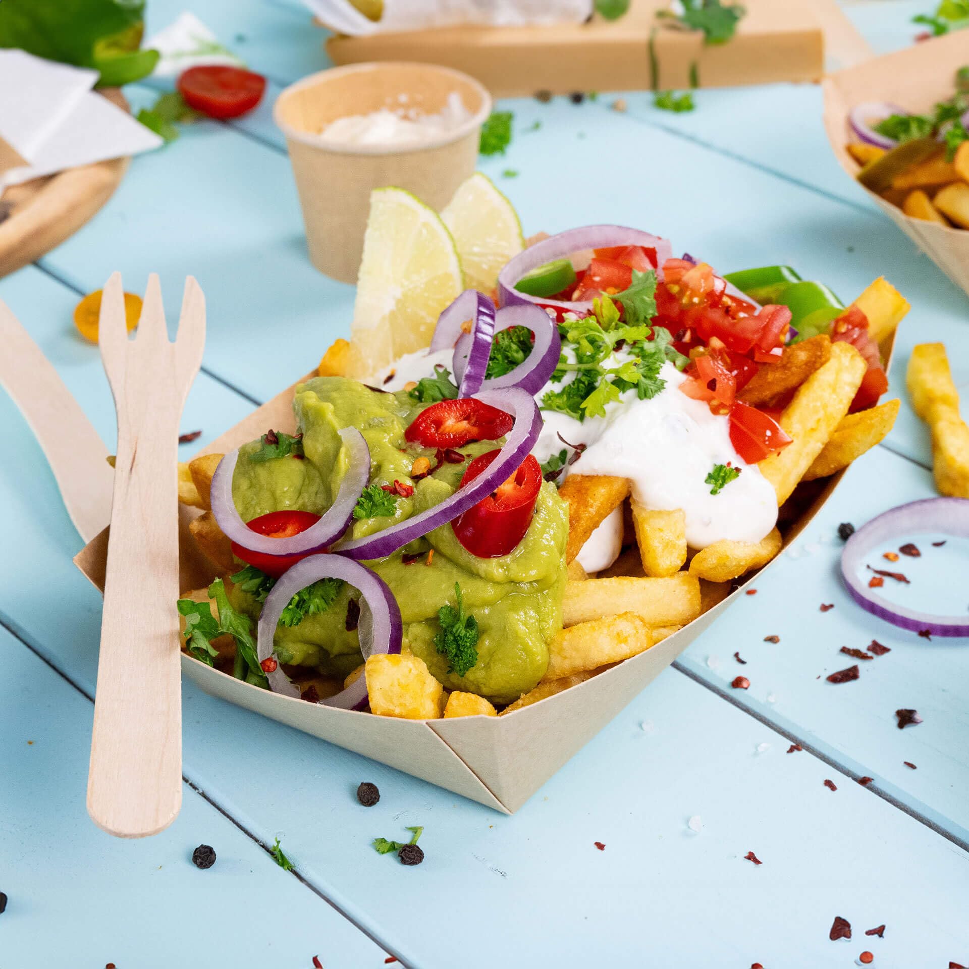 BIOZOYG Snackschale Pappe 500 Stück 500ml, 20,5 x 14 x 3 cm braun - Snackbox mit PE-Beschichtung - Pommes Schalen, Fingerfood Schale, Dessertschale, Tapas, Currywurst - Einwegteller