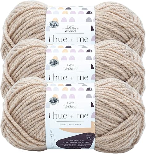 Lion Brand Yarn Hue & Me - Ovillo de lana voluminoso (3 unidades), color desierto disponible en Yaxa Venezuela