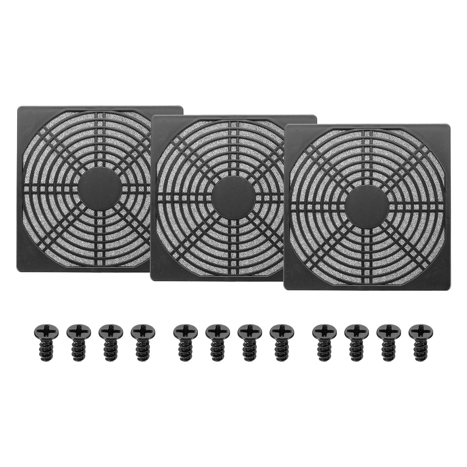 PATIKIL 150mm Fan Filter Grill, 3 Pcs Plastic Ventilation Dustproof Grill Cover Cooling Ventilator with Screws for Industry Workshop Computer Case Refrigerators Air Conditioning, Black