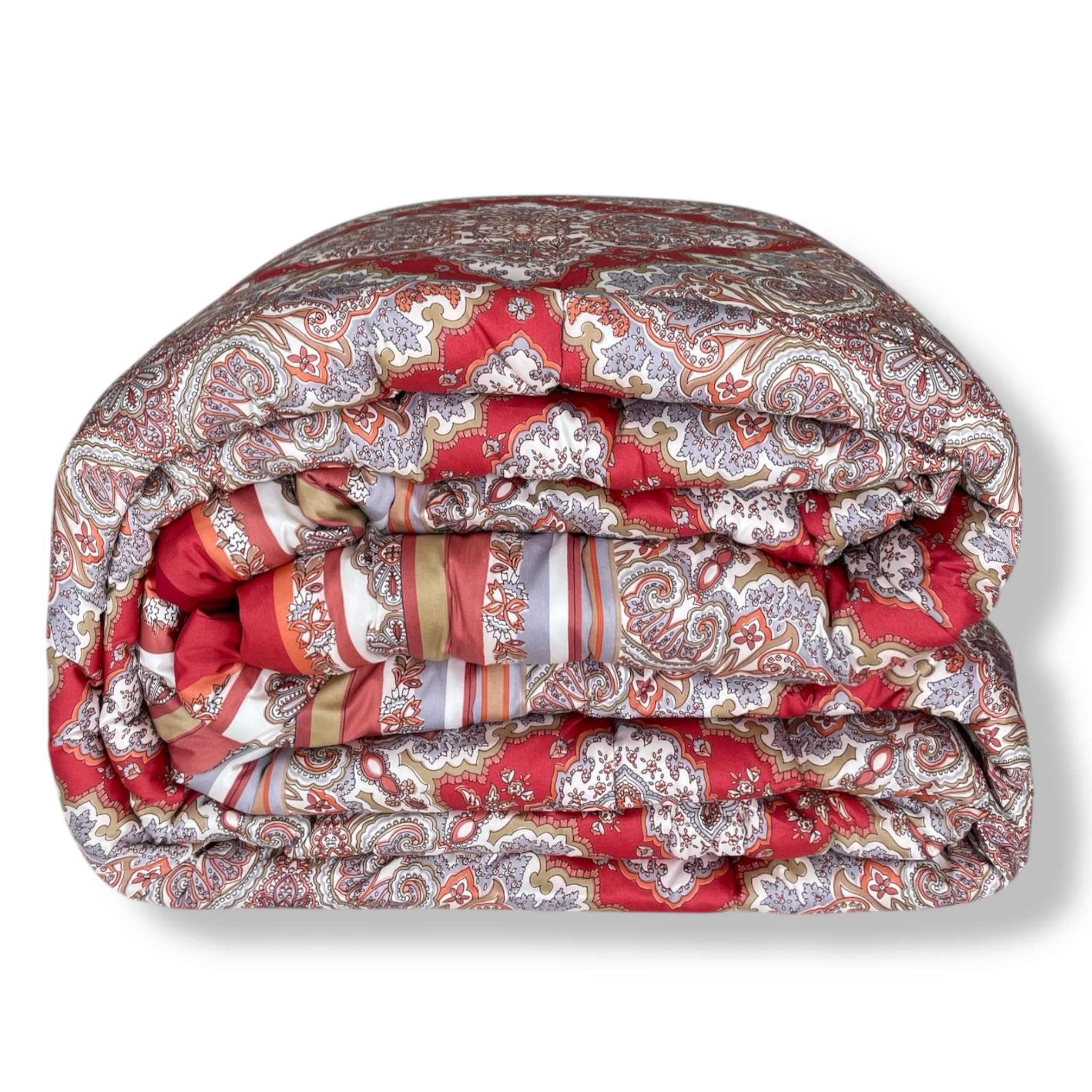 Bassetti Trapunta Matrimoniale Art. Marechiaro 260x260 cm – Collezione Granfoulard Invernale – Raso di Puro Cotone con Imbottitura Anallergica 320g/m² – Made in Italy (Rosso)