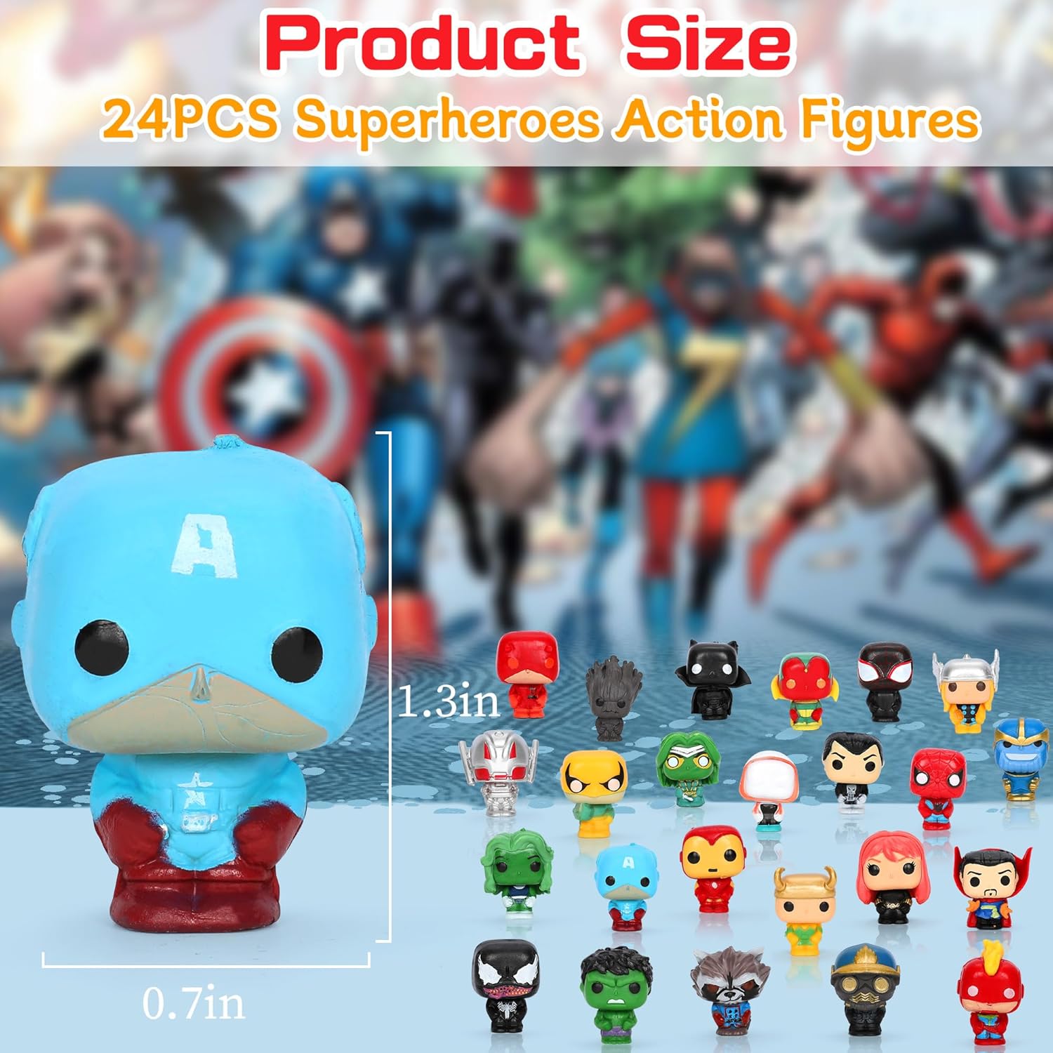 24PCS Super Hero Action Figures – Mini Figures Toys Set for Kids Birthday Party Ornaments Cake Toppers Supplies, Superhero Small Toys Statues Decorations for Boys Party Gifts