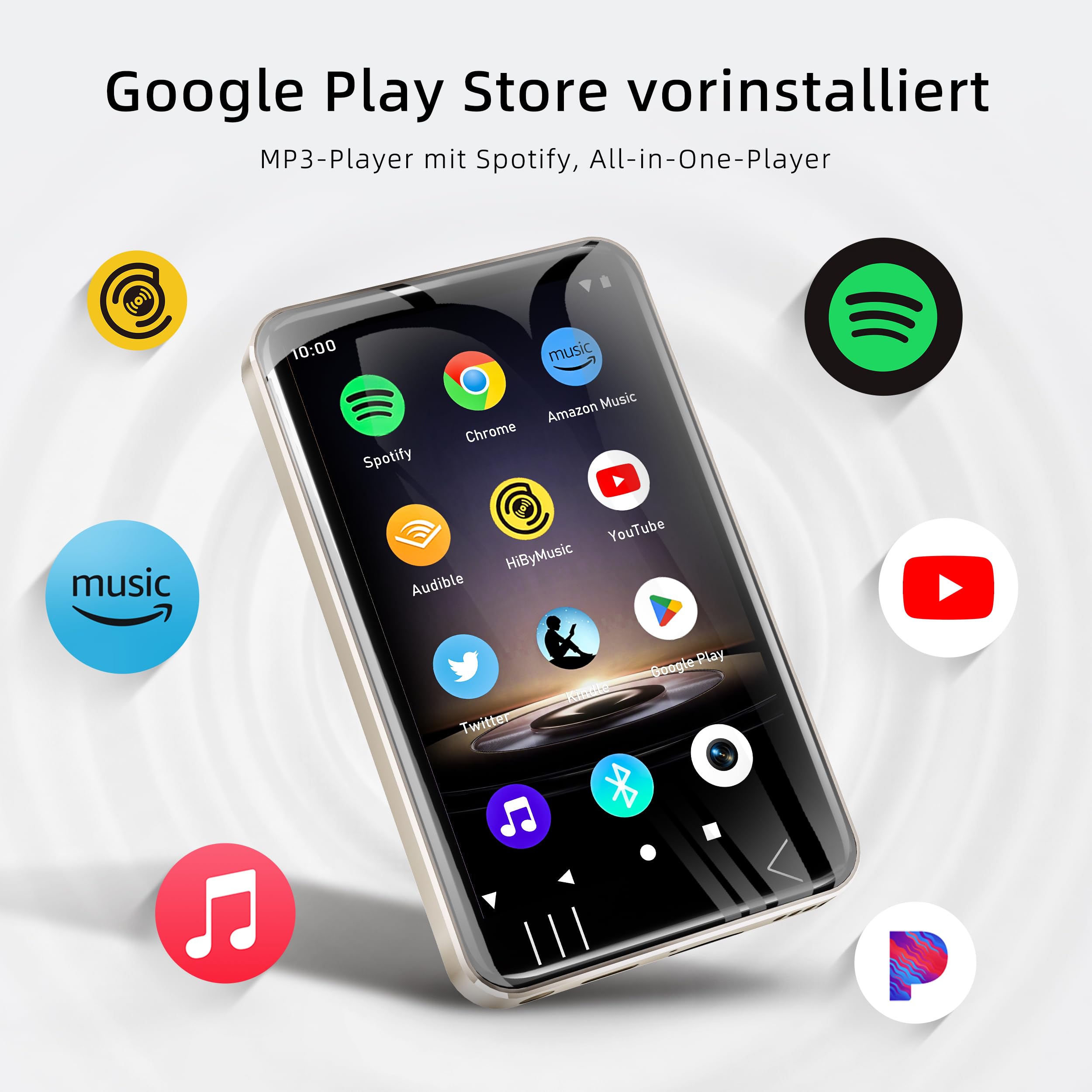 HIFI WALKER G7 Lettore MP3 Bluetooth e WiFi con Android 13, 144GB, 3GB RAM, Schermo Touch HD da 4", Lettore MP3/MP4 con Altoparlante, Fotocamera e Controllo Parentale (Bianco)