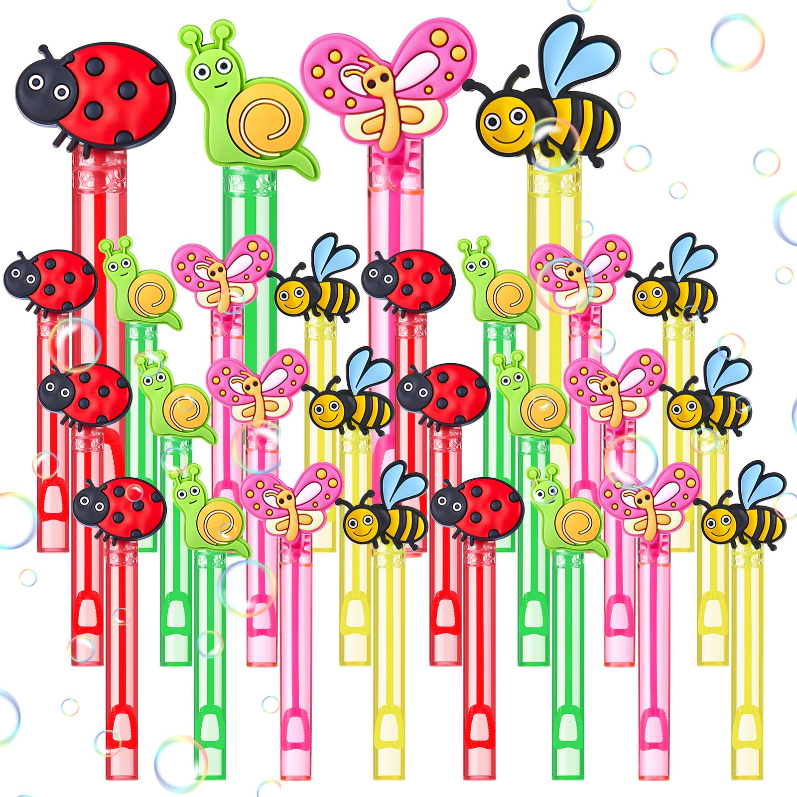 Civaner 24 Pcs Mini Bug Bubble Wands Bulk Insect Themed Party Favors
