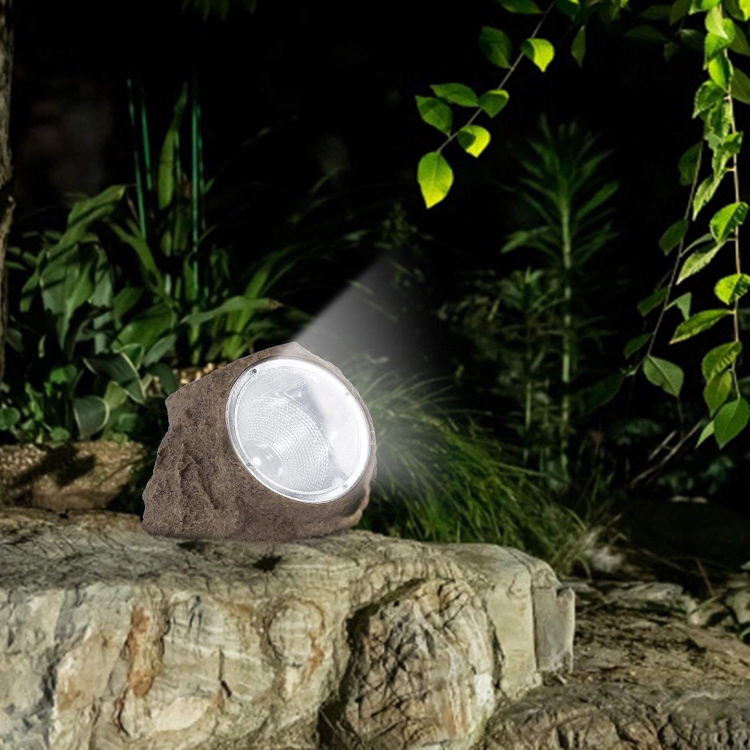 MAGGIFT 3 Pack Solar Rock Lights, Solar Powered Garden Stone Light Outdoor Decorative Waterproof LED Spotlight for Decor, Ground, Driveway, Pathway, Walkway, Landscape, Yard and Patio
