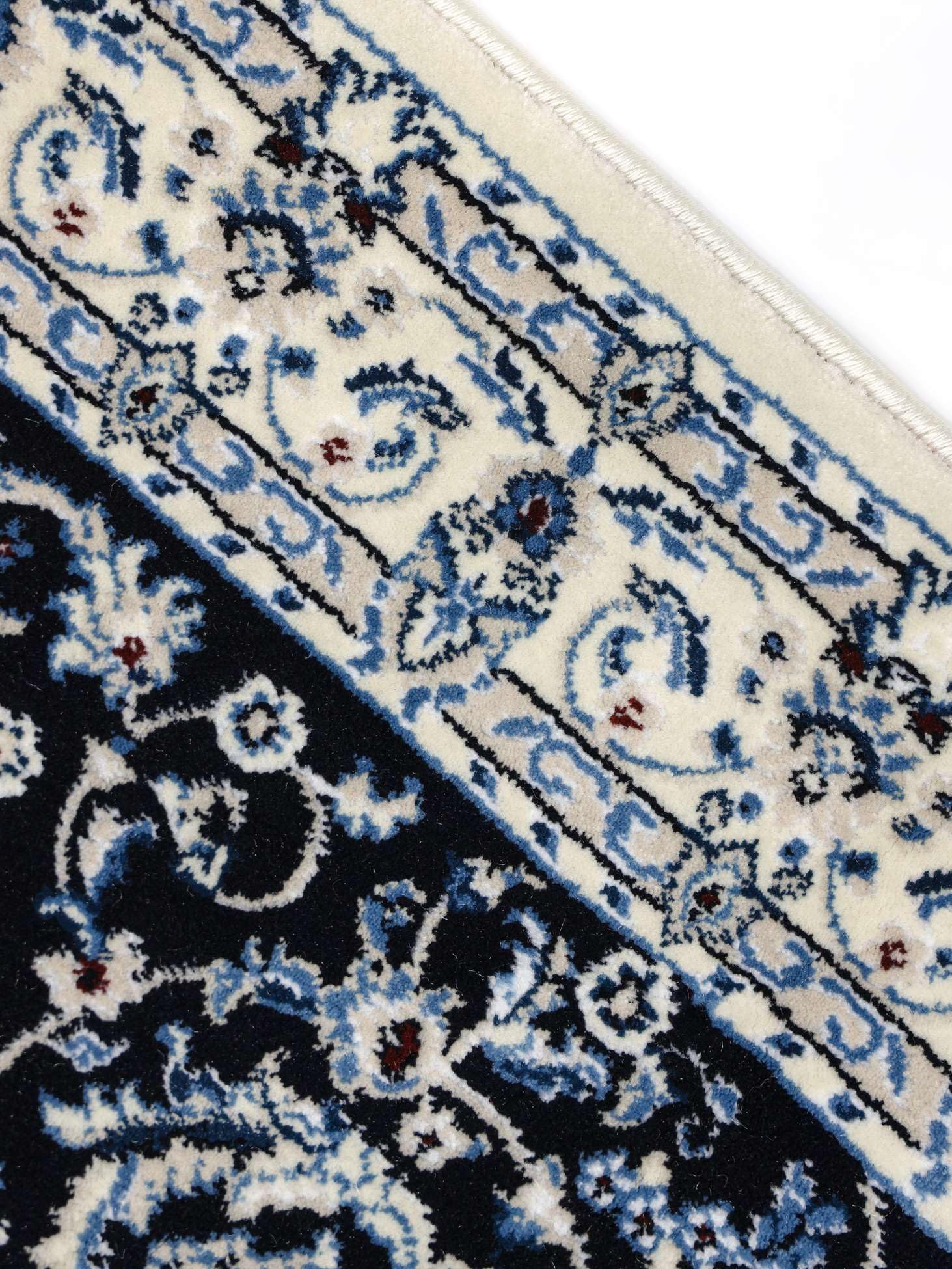 RugVista Nain Florentine Teppich, 80 x 200 cm, Dunkel Blau | Orientalische, Naher Osten, Traditionelle, Nain, Rechteckig, Niedriger Stapel, Nur chemische Reinigung, Oeko-Tex 100