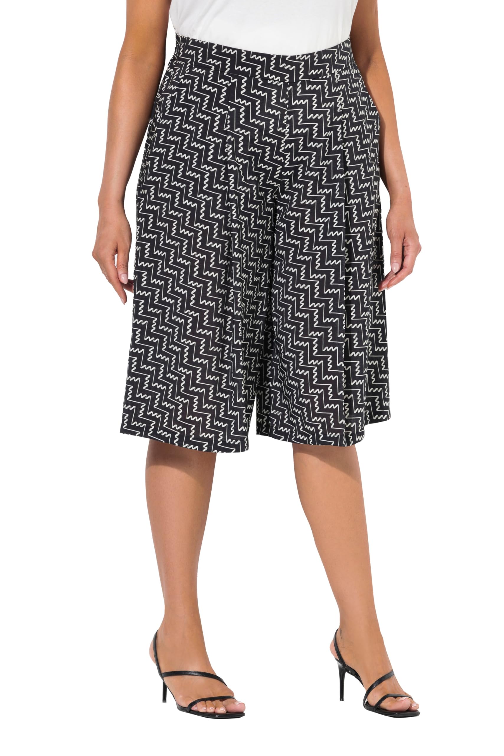 Ulla Popken Damen große Größen Übergrößen Plus Size Hosenrock, gehämmert, weites Bein, Komfortbund 840502