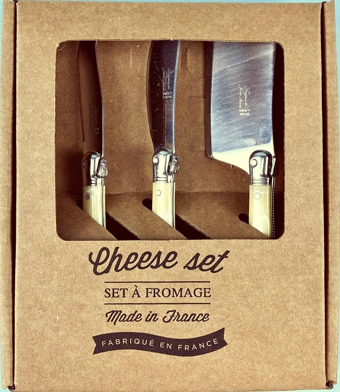 Mini Cheese Knife Set - Pale Horn, Set of 3 Utensils, Boxed