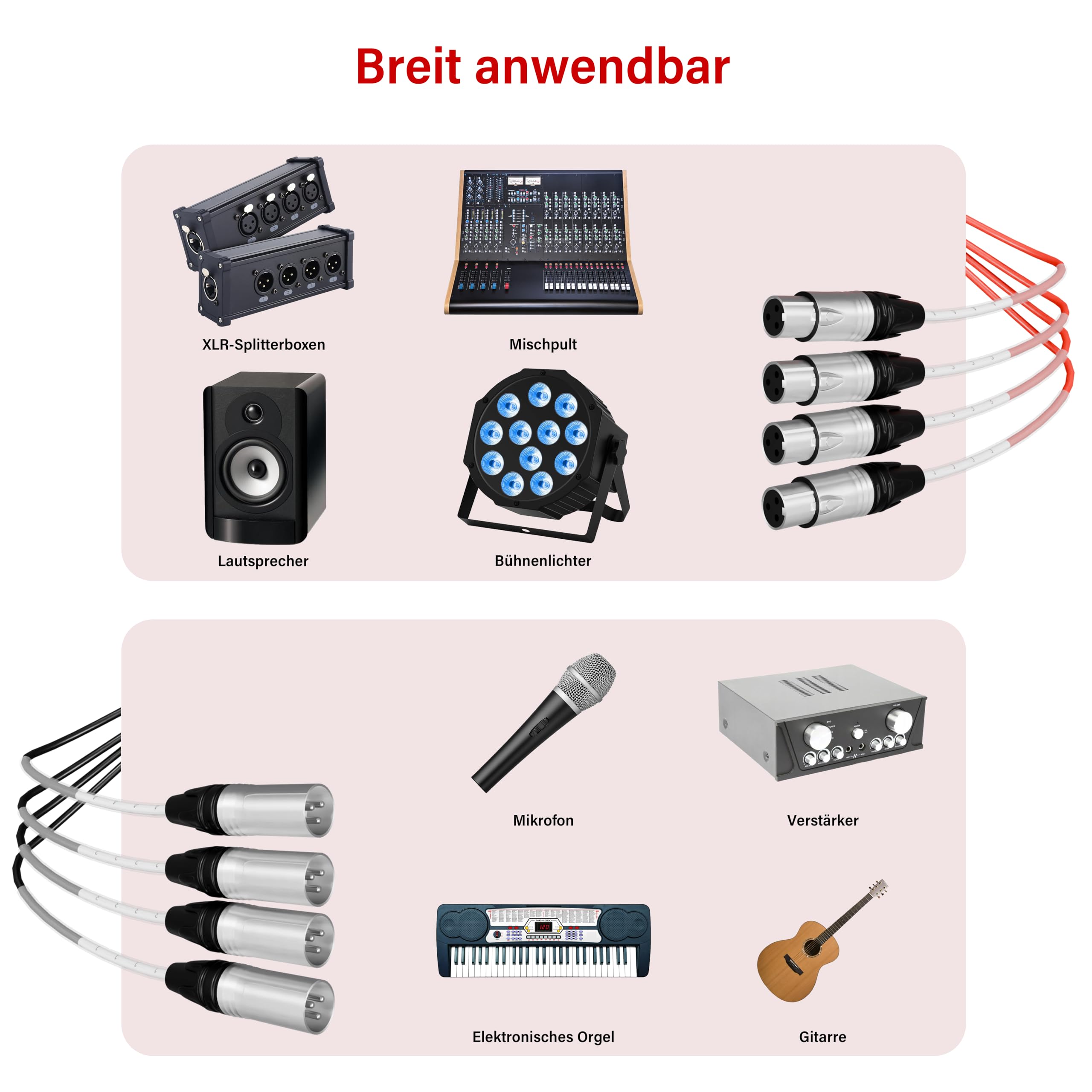 Flachbau-XLR-Sende-Leiterplatten-Snake-Kabel, kompakte XLR-Box-Snake für Live, Aufnahme, Bühne, Studio, 12 Kanäle 4 Rückkanäle 100 Fuß (30,48 m) lang