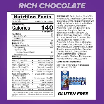 Pure Protein Chocolate and Vanilla Protein Shakes, 30g Protein, 11oz Bottles, 12 Pack Bundle