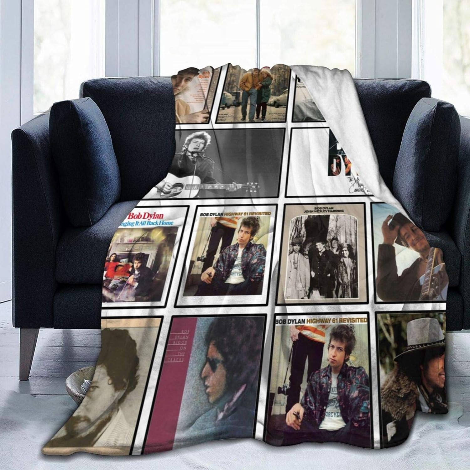Amazon.co.jp ひざ掛け ブランケット, Bob Dylan ボブディラン フリース ブランケット 洗える リバーシブル 130