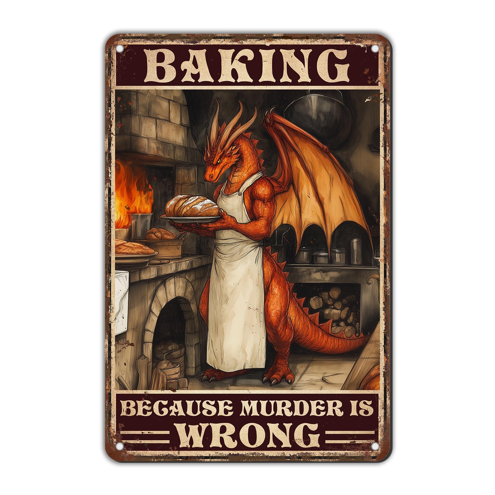 Anceky Baking Because Murder Is Wrong Tin Sign Funny Metal Sign Vintage Wall Decor for Gate Farmhouse Home Kitchen Outdoor 12×16 Inch