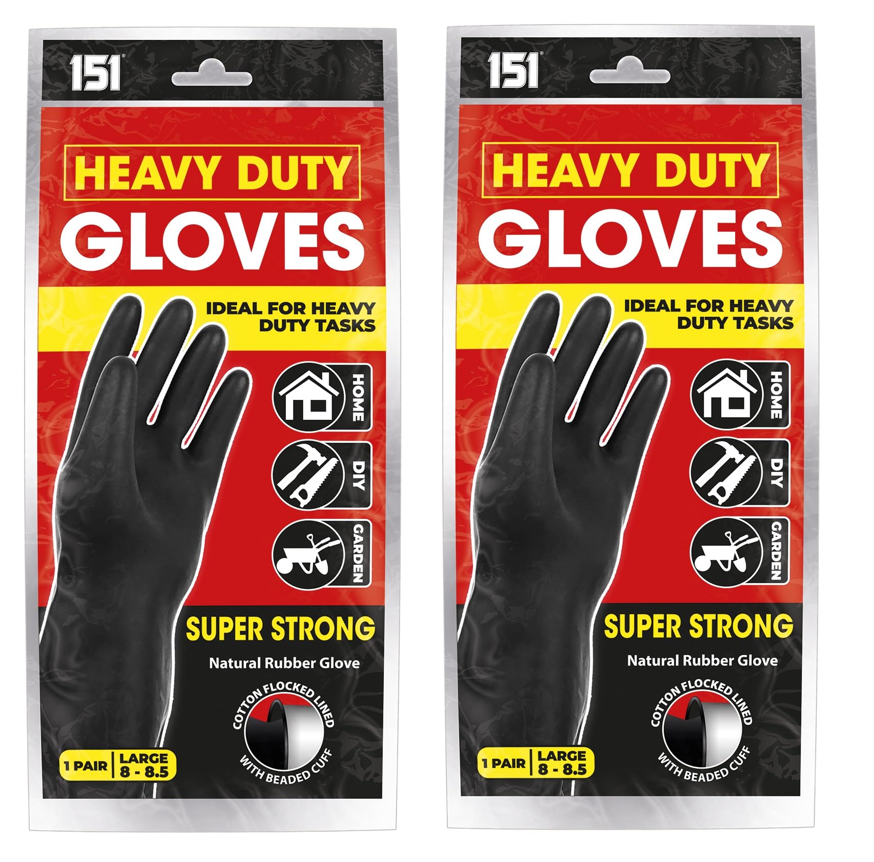Ozmoint Multipack - 151 Heavy Duty Multipurpose Black Gloves - Ideal for Home, Garden, and DIY Tasks (2, Large (8-8.5))