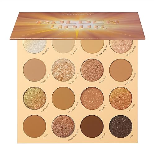ColourPop Golden Hour Eyeshadow Palette - Sunset Tone Eye Makeup Palette with Duo-Chrome, Metallic, Matte Sparkle & Glitter Finishes - High-Pigment Eye Makeup with a Long-Wearing Formula (0.67 oz) - Golden Hour