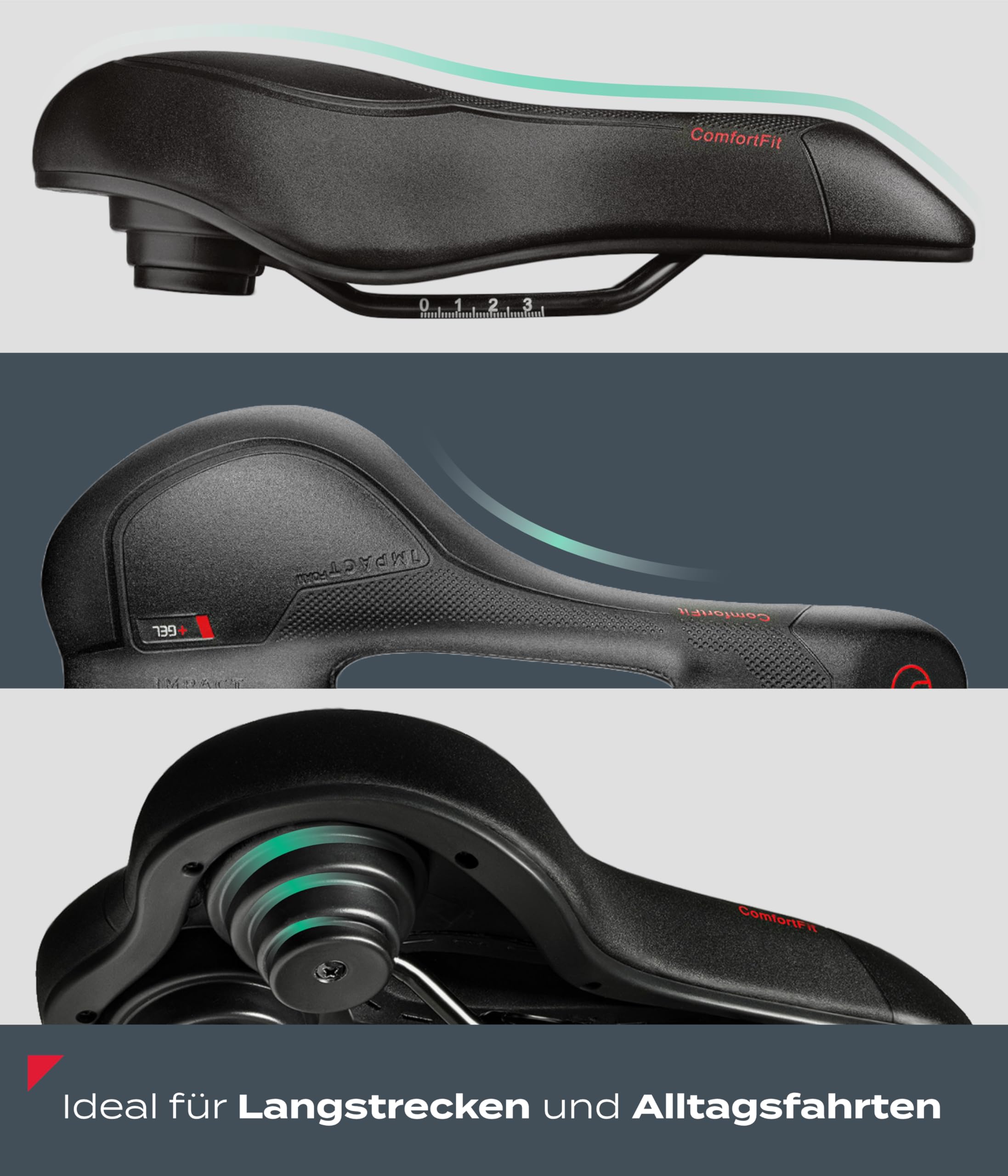 Impact® ComfortFit Fahrradsattel Herren Damen – Ergonomisch, Bequem & Schmerzfrei – Weicher Prostata- und Gel-Sattel für Mountainbike, MTB, City, Trekking & E-Bike