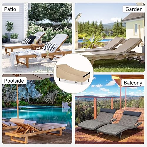 Miniatura 9 de NEVERLAND Funda para tumbona para exteriores, impermeable 420D, con material resistente, funda para sala de patio para protección al aire libre, 84