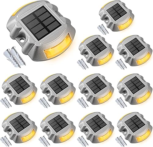 Miniatura 23 de VOLISUN - Luces solares para cubierta, para muelle de entrada, paquete de 16 luces led IP67 impermeables para exteriores, de advertencia para Blanco