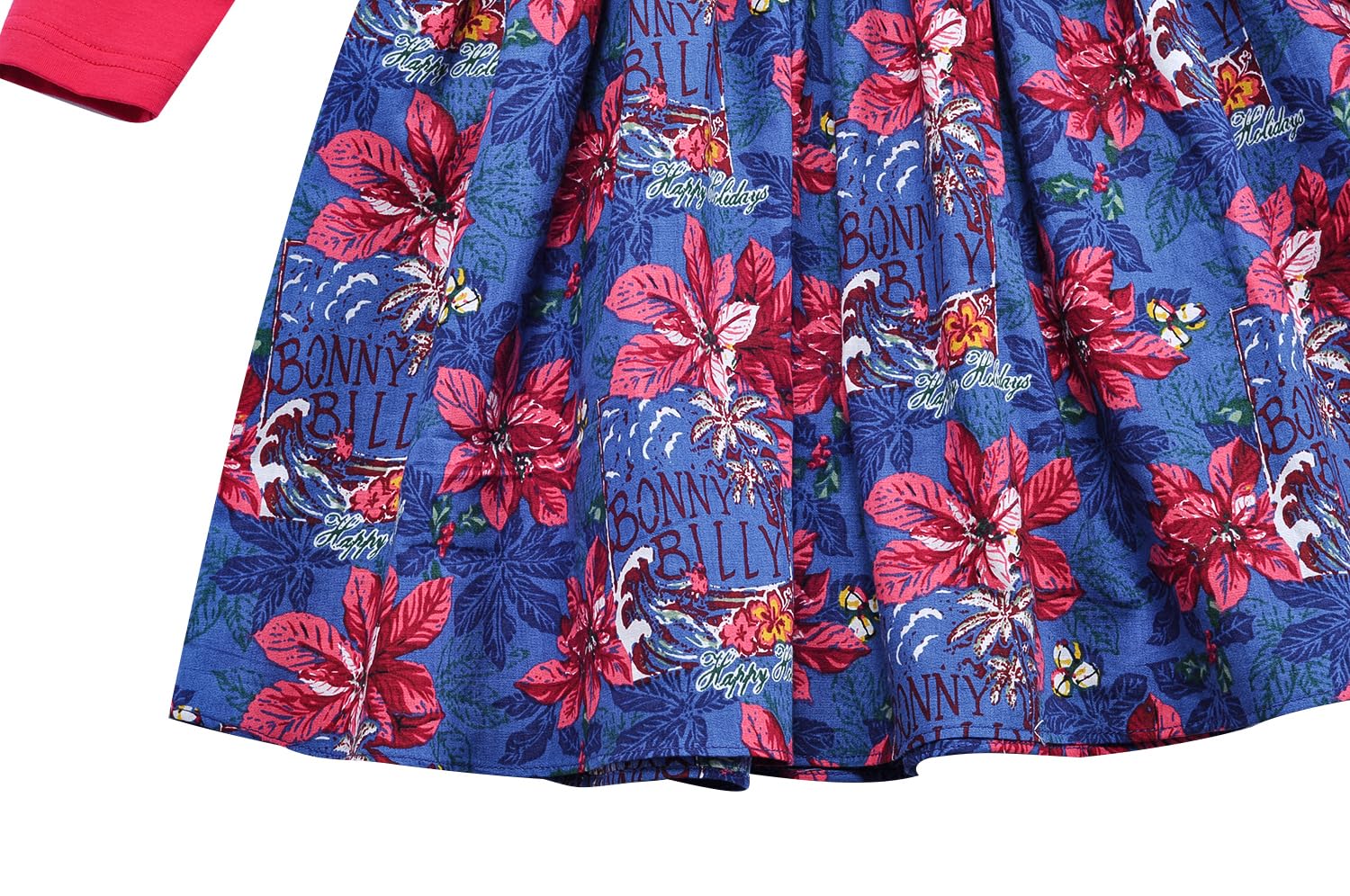 BONNY BILLY Vestido Niña Fiesta Casual Algodón Jersey Floral Corto Invierno Manga Larga