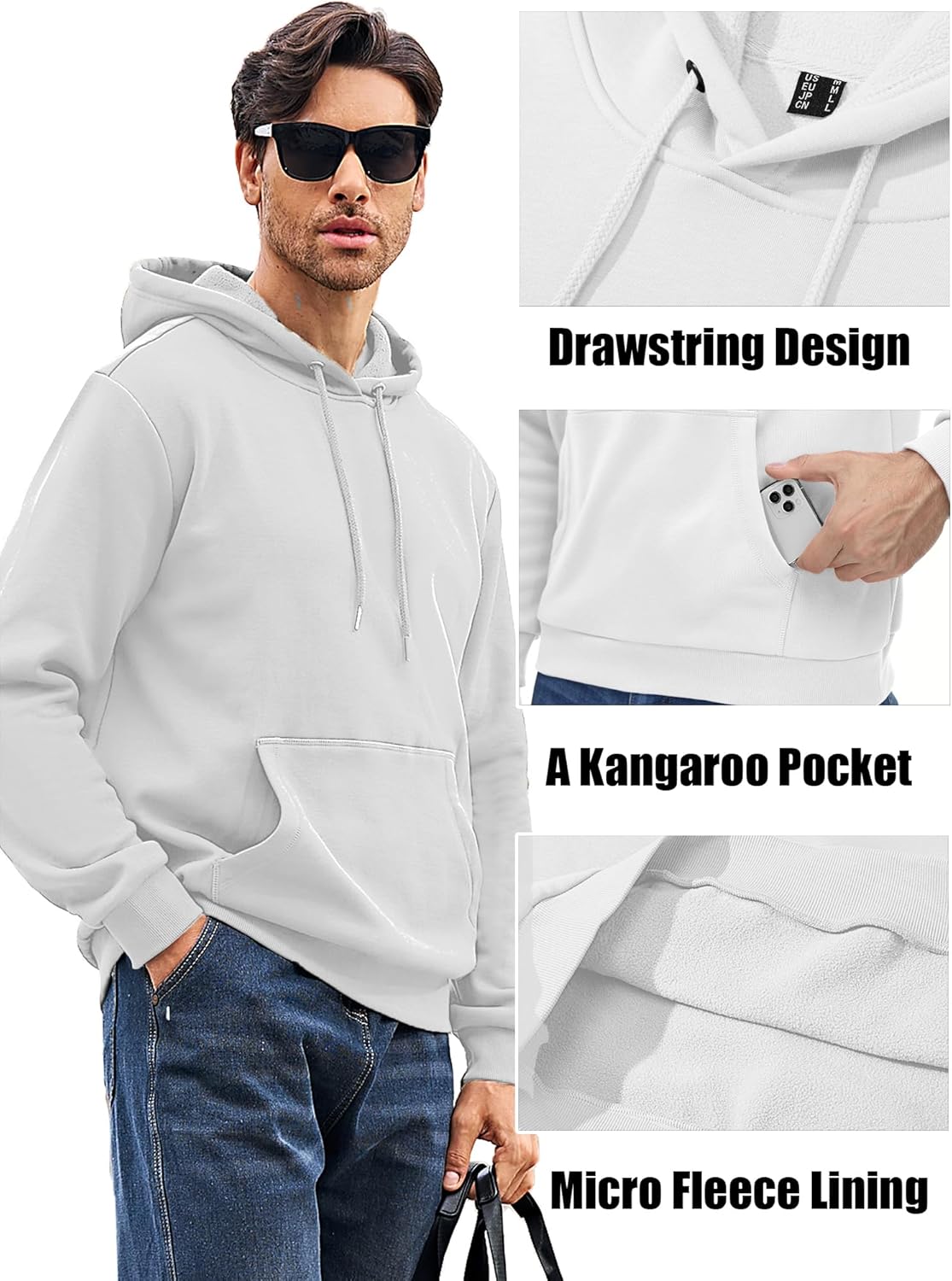 MAGCOMSEN Men's Active Hoodies Fleece Lined Sweatshirts Casual Athletic Workout Pullover With Kangaroo Pocket - Image 4