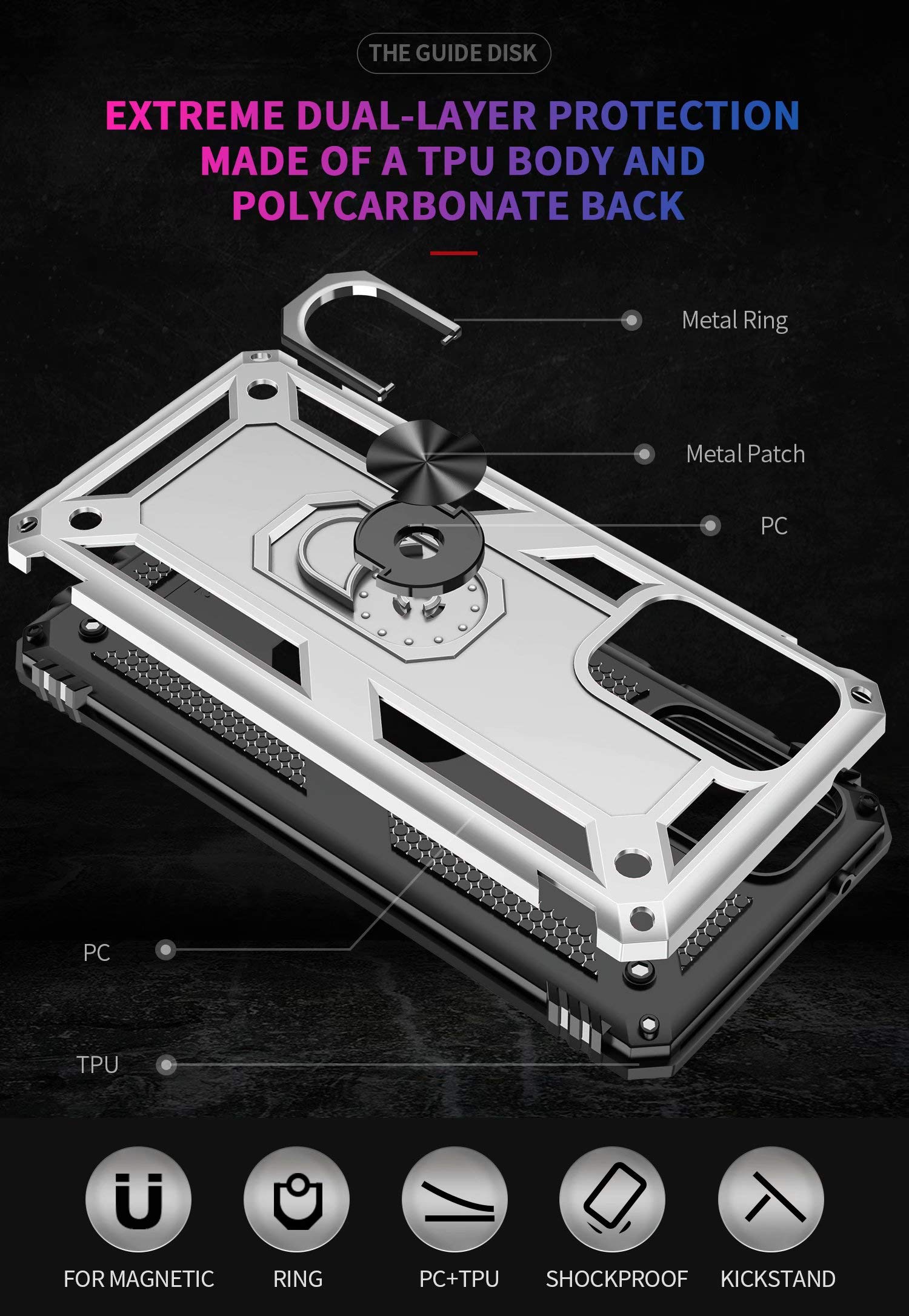 Xiaomi Redmi 9 Vetri Con Anello in Cover per Cellulari