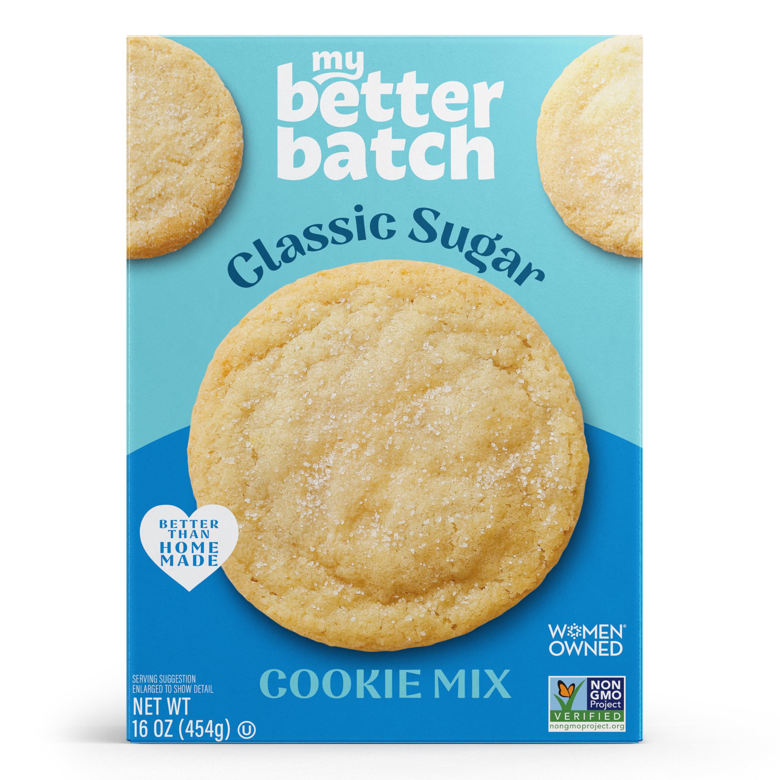 My Better Batch, Classic Sugar Cookie Mix, Simple Cookie Recipe, Sugar Cookies,Makes 16 Large Cookies, Non GMO, Kosher, 16oz (Pack of 1)