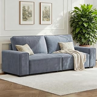 Vesgantti 87'' Chenille Couch for Living Room, 3 Seater Comfy Sofa with Wide Armrest, Thick Spring Cushions, Removable Cover, Modern Cloud Couch for Apartment, Office,Small Space, Chenille Light Grey