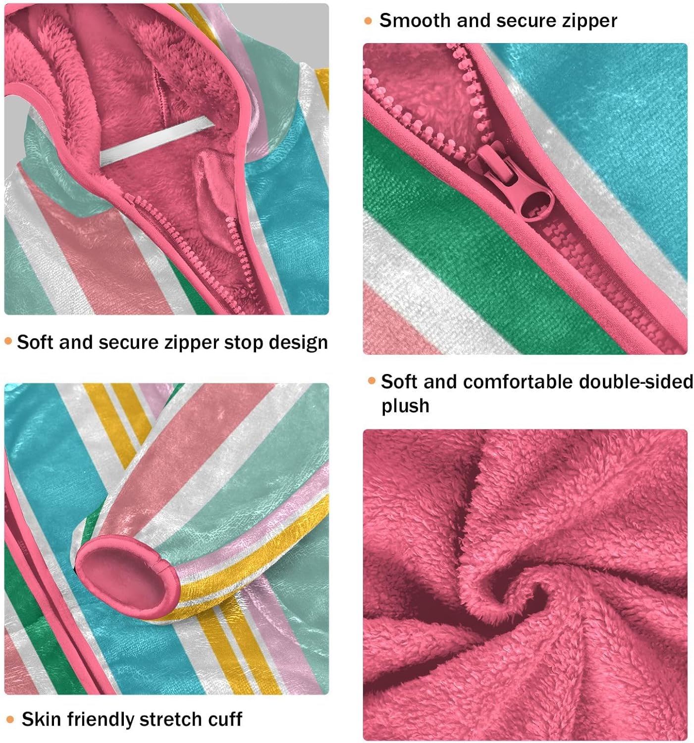 GuoChe Heerful Colors Interesting Stripes Toddler Sherpa Jacket