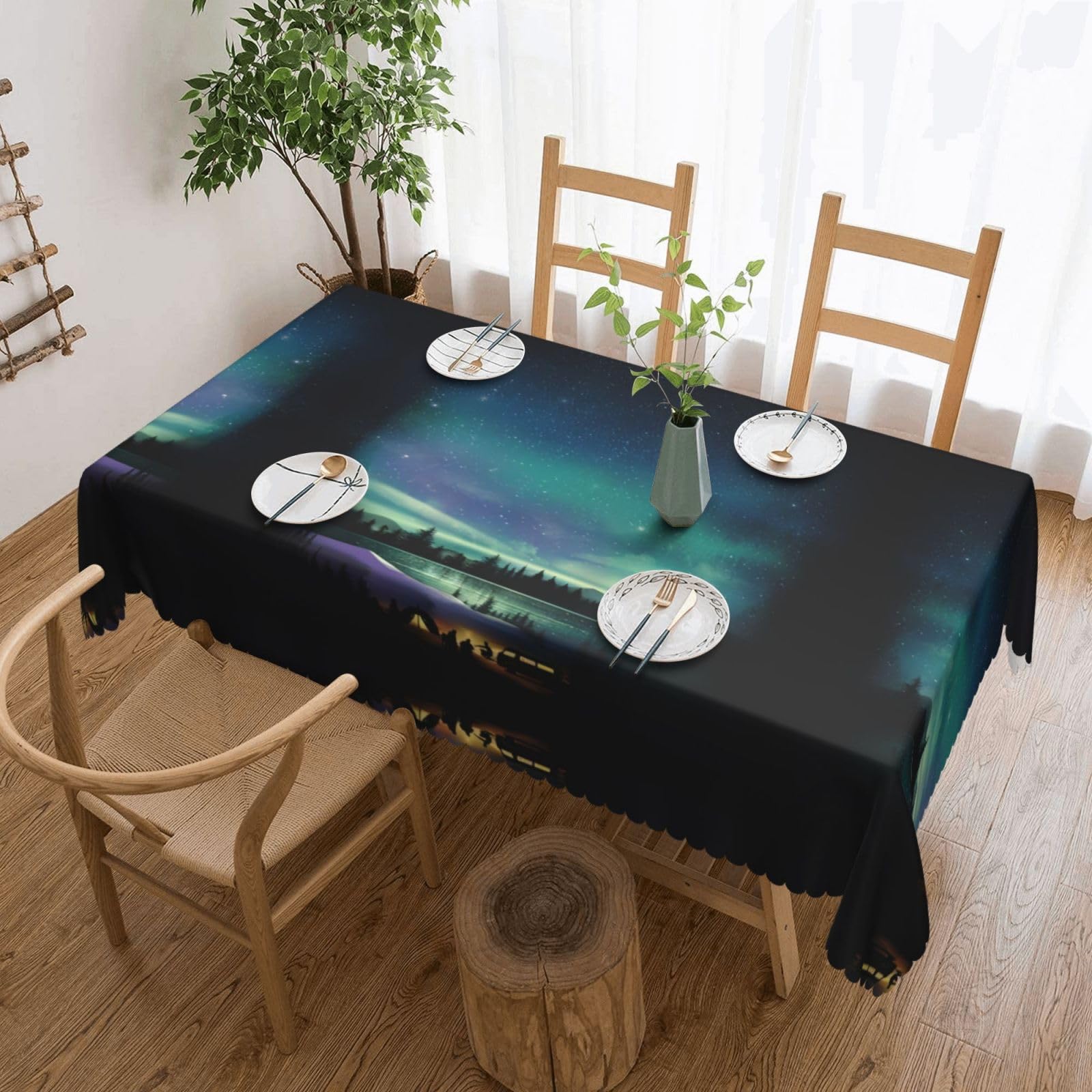 HLSBSSL Bohemian Lotus Flower Patterned square lace tablecloth, wrinkle-resistant and durable, suitable for dining tables, parties, etc.