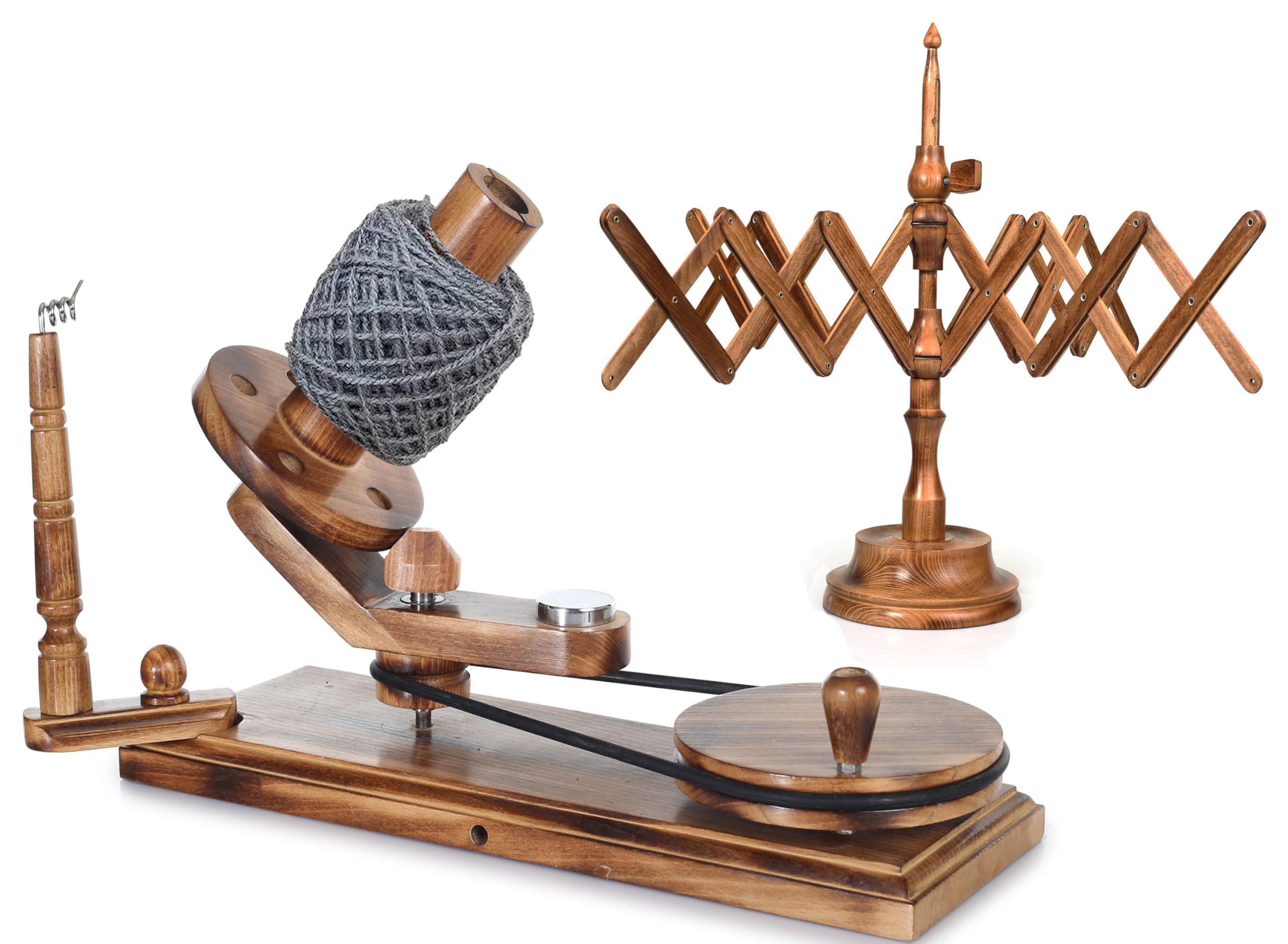 Brainmart Wooden Yarn Ball Winder and Tabletop Swift - Winds 8-12 oz Yarn Balls for Crocheting &amp; Knitting Craft, Durable and Smooth Yarn Winding Set (Antique Winder and Swift)