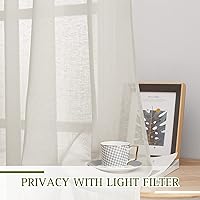 Vista 56 de NICETOWN Cortinas semitraslúcidas con textura de lino, con ojales, tratamiento de ventanas, cortinas verticales de lino con filtro de luz para sala