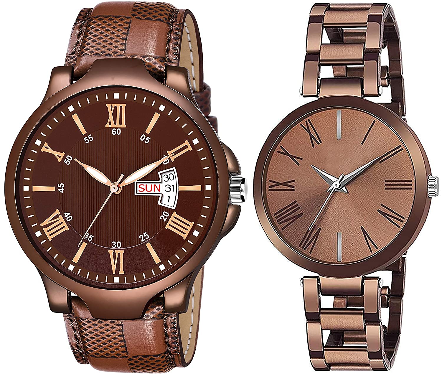 Black Analog Couples Wristwatch Set (Brown) (B0D1TXRCH1) Amazon Price History, Amazon Price Tracker