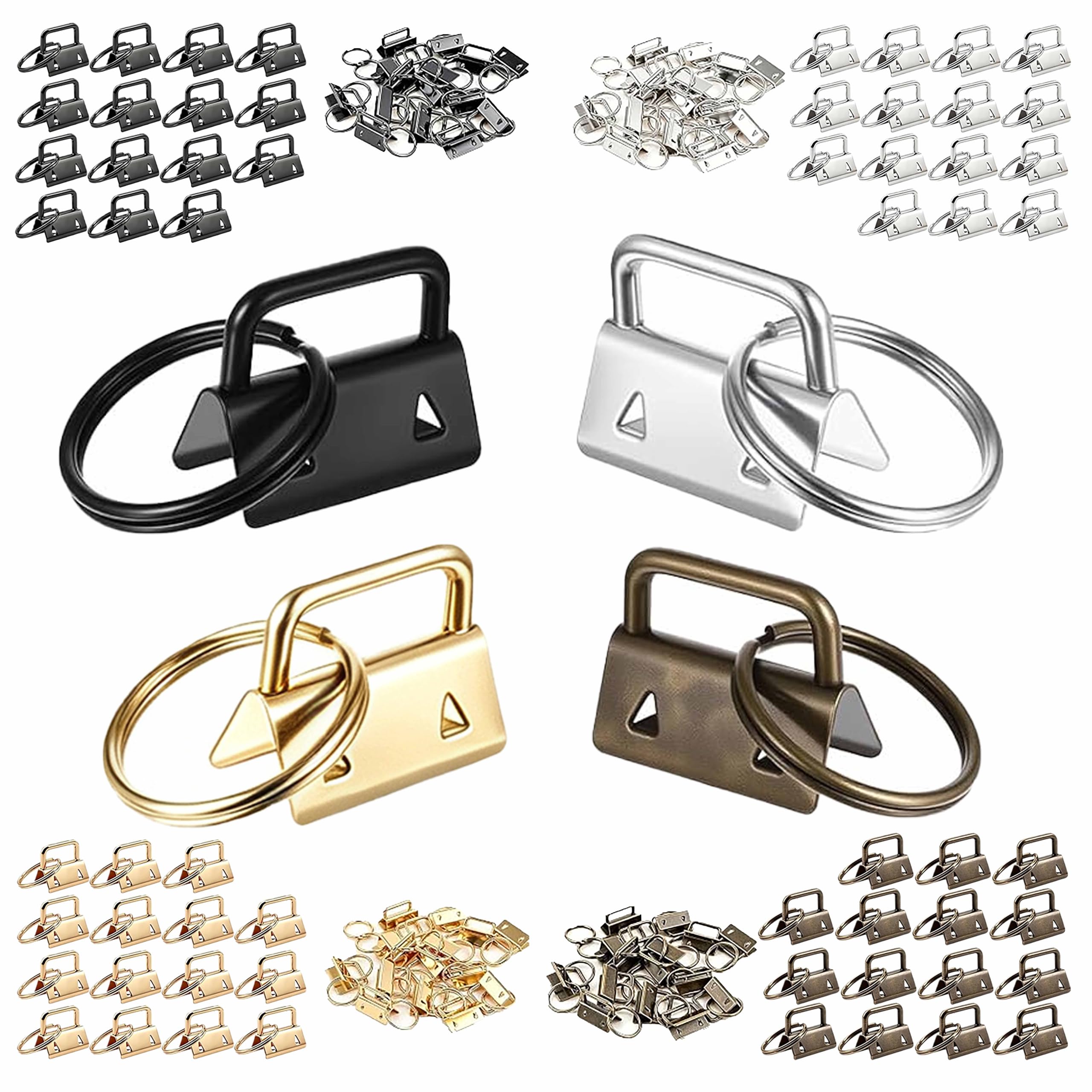 Key Fob Hardware 60 Pcs, 1inch 4 Colors with Key Rings