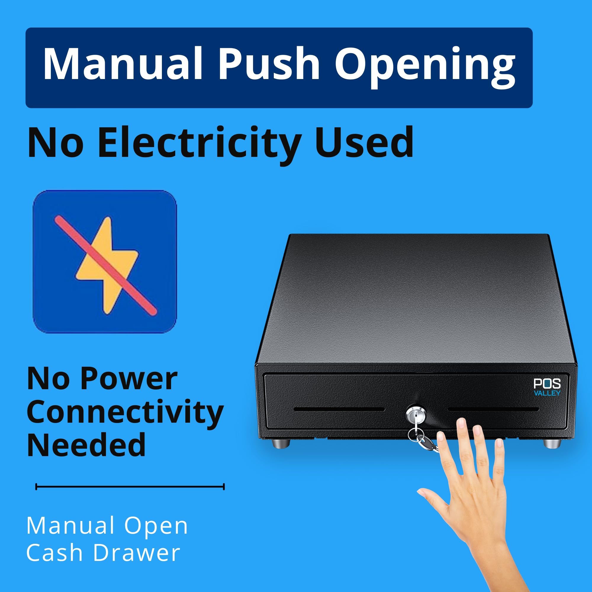 POS VALLEY Mini Cash Register Drawer Small Manual Open by Press Front Panel  and Key Cash Slot for 4 Banknotes and 8 Coins (Euro) 33 x 35 cm (Black) :  ...