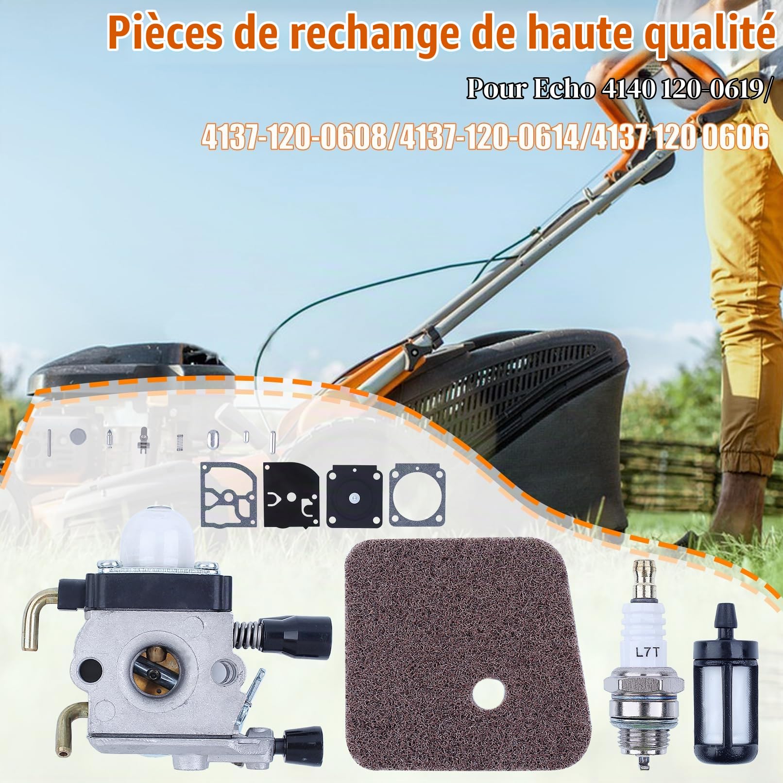 Carburateur pour Stihl HS45 FS55 FS38 HS45 Tondeuse avec pour ZAMARB-99 Kit de Réparation de Carburateur Filtre à Air L7T/BPMR7A Bougie d'Allumage MS180 Filtre à Carburant