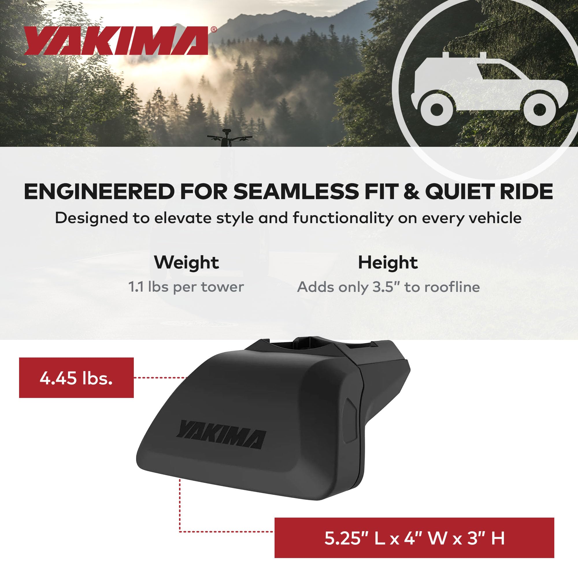 Lot 4 tours de galerie de toit à barre ronde Yakima SST MK2 avec clips