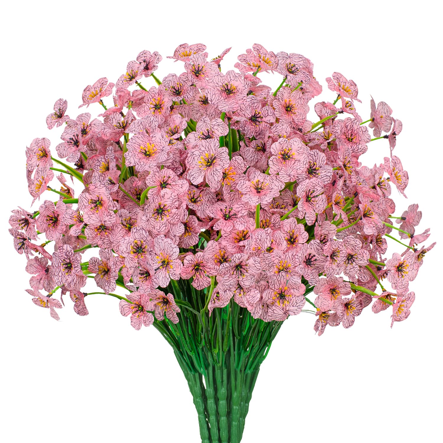 TYISWY 21 Bundles Outdoor Artificial Flowers UV Resistant Fake Silk Flowers No Fade Faux Plastic Plants Garden Porch Window Box Decoration (Pink)