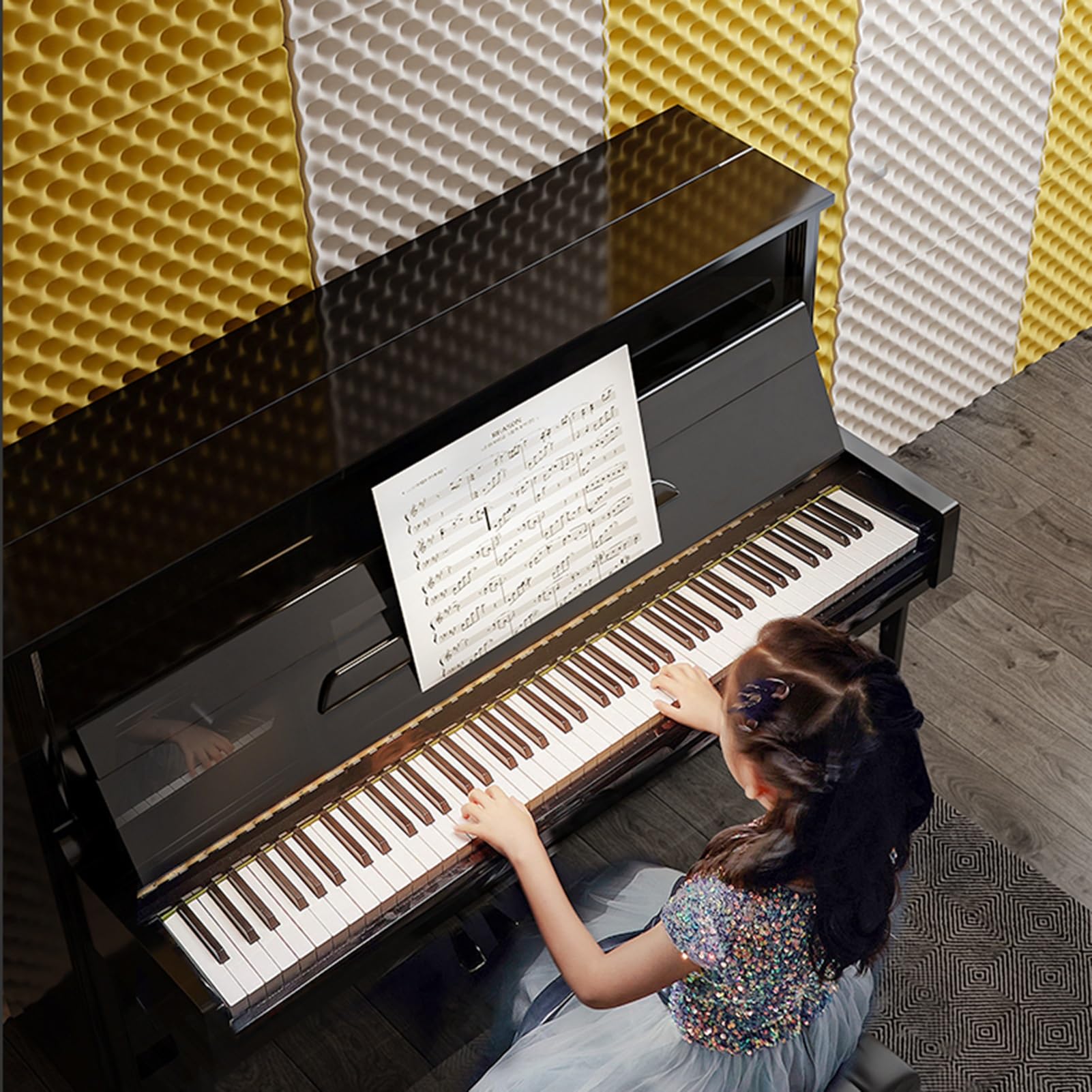 Pannelli in schiuma acustica, imbottitura fonoassorbente ad alta densità, pannello acustico autoadesivo per ridurre il riverbero dell'eco da studio, cotone fonoassorbente per pareti KTV Home Office (N