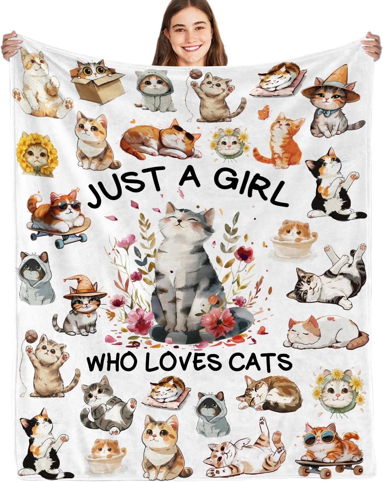 Cat Gifts for Cat Lovers,Cat Blanket 60X50 Inches,Cat Lover Gifts for Women,Super