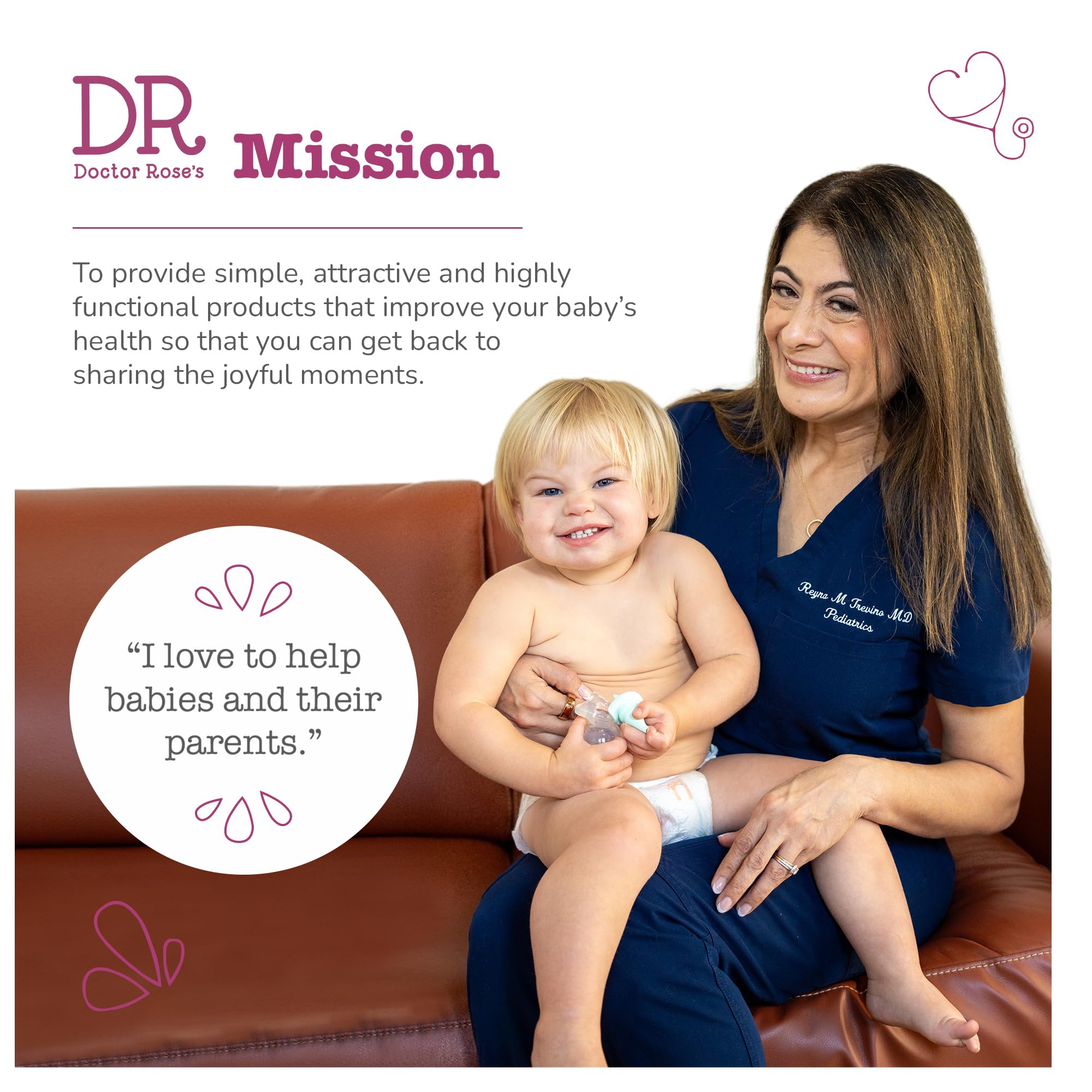 Dr. Rose's - Aspirador nasal para bebé, succión de mocos de doble succión patentada por pediatra para bebé, recogedor de mocos de bebé diseñado por pediatras, ventosa de fácil limpieza para bebé,