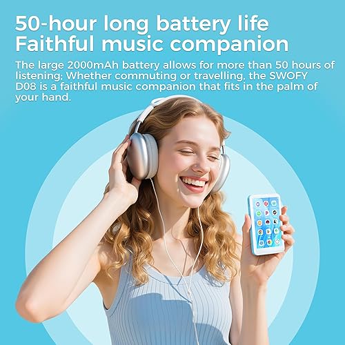Miniatura 5 de Reproductor MP3 de 160 GB con Bluetooth y WiFi, SWOFY D08 Android 13 OS MP3 y MP4 reproductores con pantalla táctil de 4 pulgadas y altavoz HD,